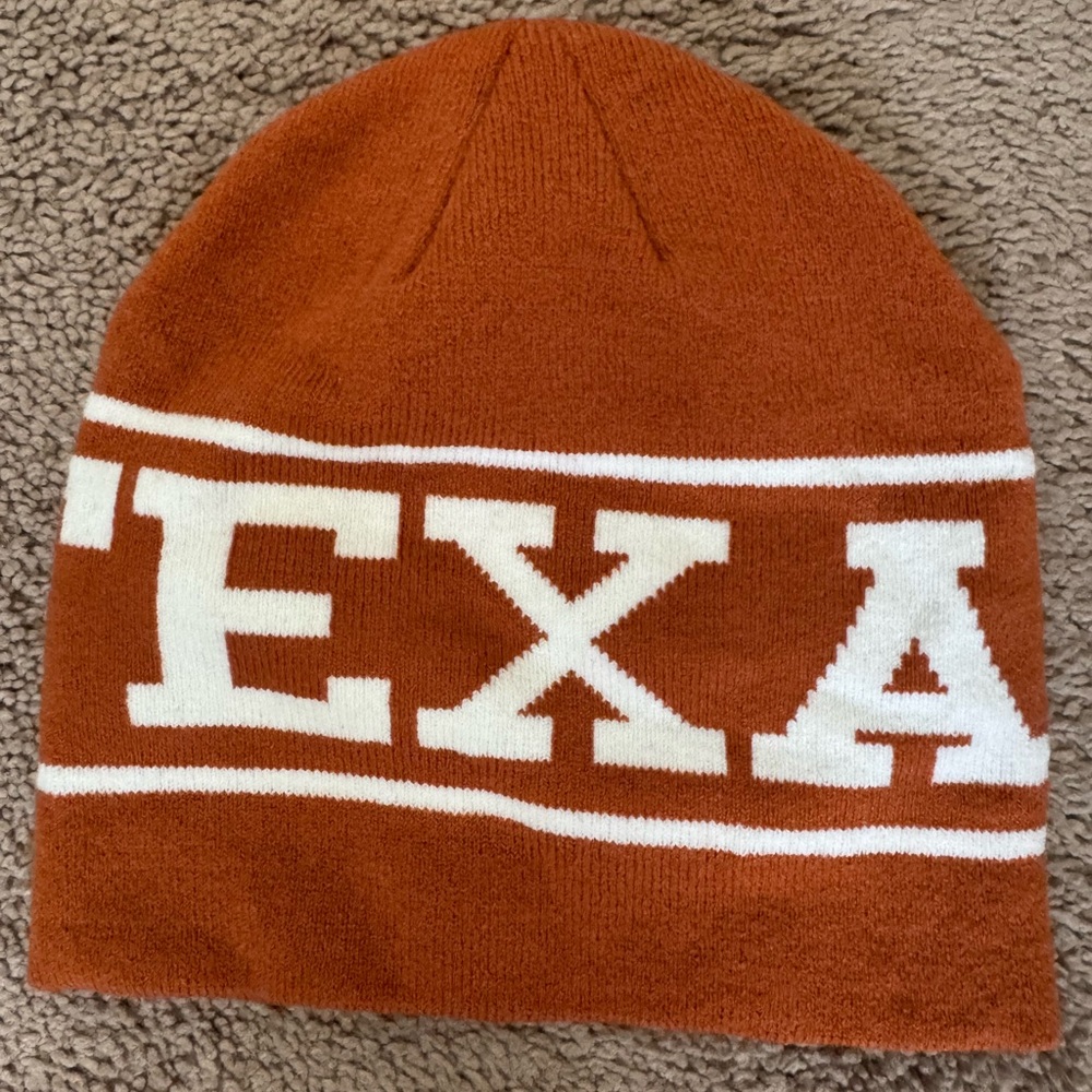 Texas Knit Beanie in Orange and White